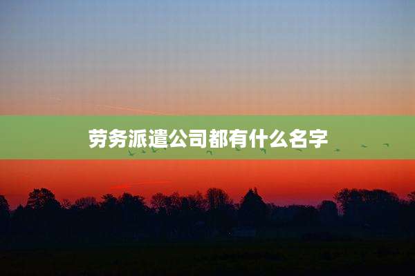劳务派遣公司都有什么名字