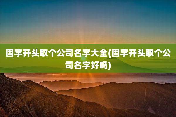 固字开头取个公司名字大全(固字开头取个公司名字好吗)