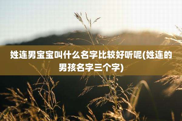 姓连男宝宝叫什么名字比较好听呢(姓连的男孩名字三个字)