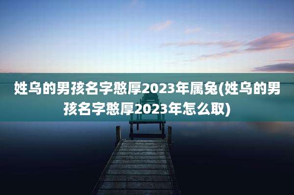 姓乌的男孩名字憨厚2023年属兔(姓乌的男孩名字憨厚2023年怎么取)