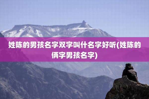 姓陈的男孩名字双字叫什名字好听(姓陈的俩字男孩名字)