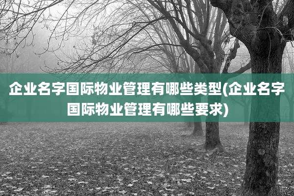 企业名字国际物业管理有哪些类型(企业名字国际物业管理有哪些要求)
