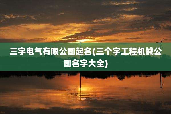 三字电气有限公司起名(三个字工程机械公司名字大全)