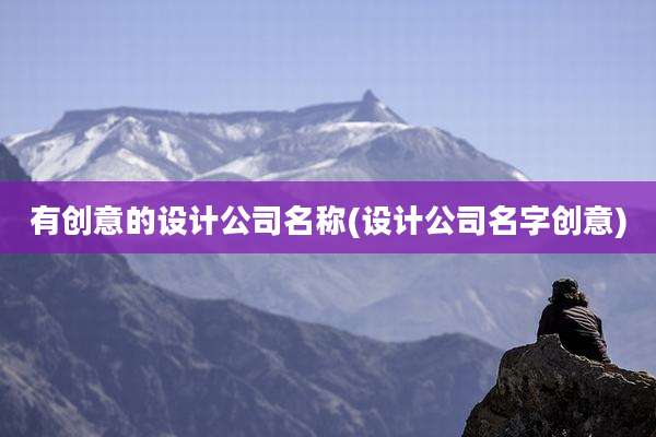 有创意的设计公司名称(设计公司名字创意)