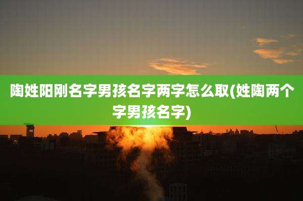 陶姓阳刚名字男孩名字两字怎么取(姓陶两个字男孩名字)