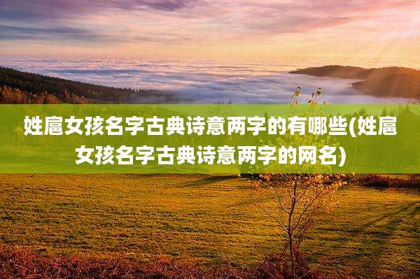 姓扈女孩名字古典诗意两字的有哪些(姓扈女孩名字古典诗意两字的网名)