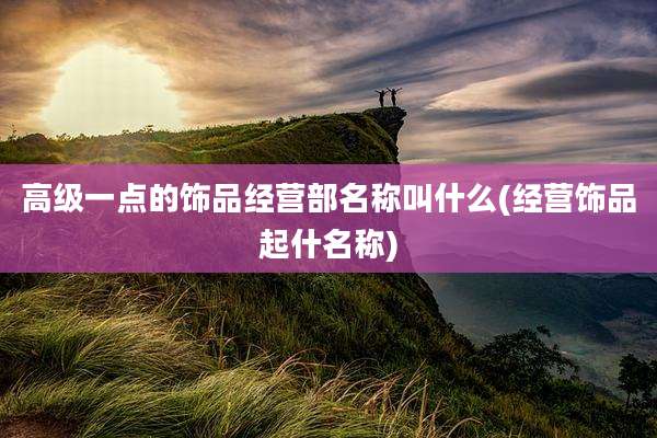 高级一点的饰品经营部名称叫什么(经营饰品起什名称)