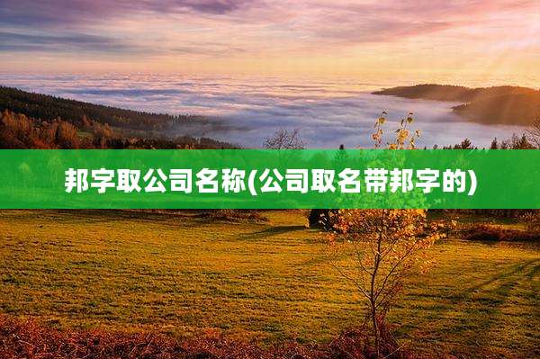 邦字取公司名称(公司取名带邦字的)
