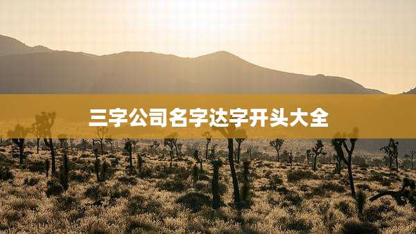 三字公司名字达字开头大全