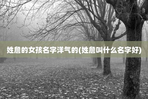 姓詹的女孩名字洋气的(姓詹叫什么名字好)
