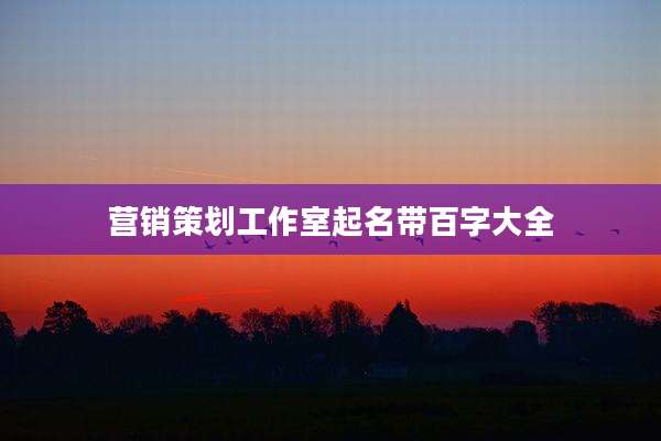 营销策划工作室起名带百字大全