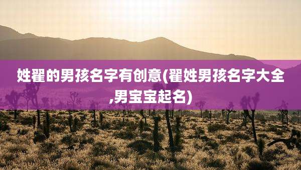 姓翟的男孩名字有创意(翟姓男孩名字大全,男宝宝起名)