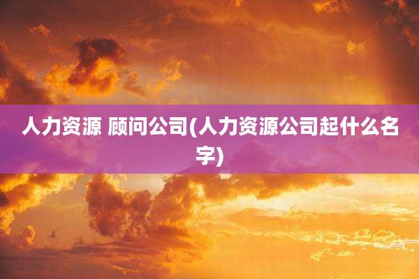 人力资源 顾问公司(人力资源公司起什么名字)