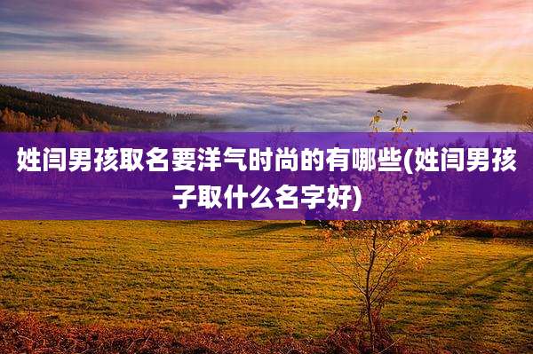 姓闫男孩取名要洋气时尚的有哪些(姓闫男孩子取什么名字好)