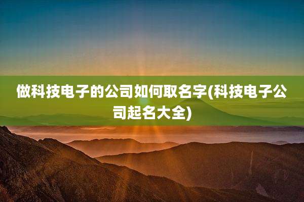 做科技电子的公司如何取名字(科技电子公司起名大全)