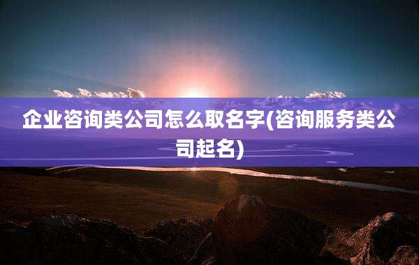 企业咨询类公司怎么取名字(咨询服务类公司起名)