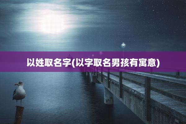 以姓取名字(以字取名男孩有寓意)