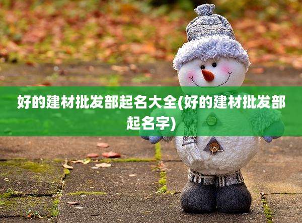 好的建材批发部起名大全(好的建材批发部起名字)