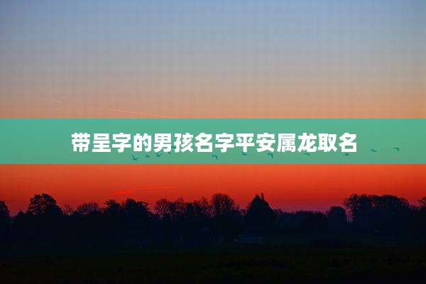 带呈字的男孩名字平安属龙取名