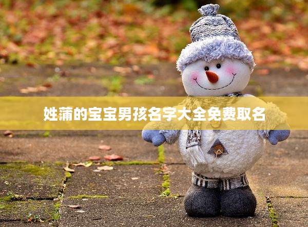 姓蒲的宝宝男孩名字大全免费取名