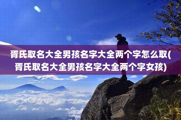 胥氏取名大全男孩名字大全两个字怎么取(胥氏取名大全男孩名字大全两个字女孩)