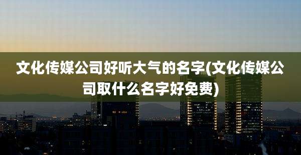 文化传媒公司好听大气的名字(文化传媒公司取什么名字好免费)