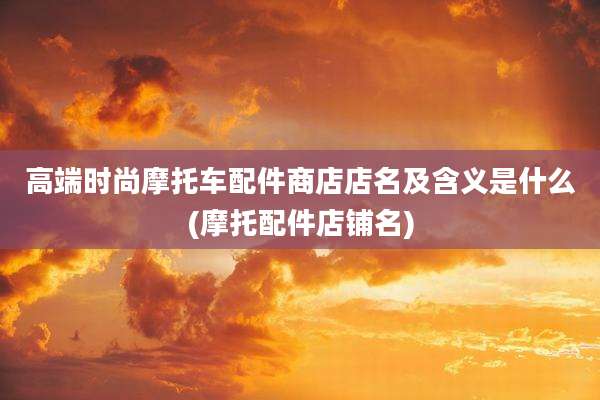 高端时尚摩托车配件商店店名及含义是什么(摩托配件店铺名)