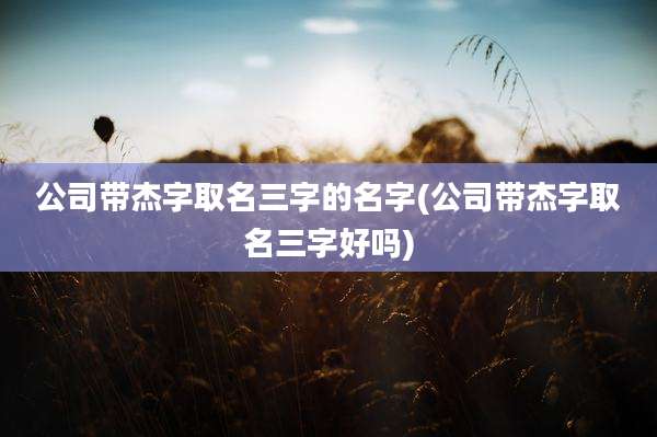 公司带杰字取名三字的名字(公司带杰字取名三字好吗)
