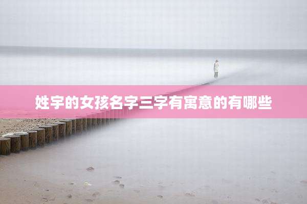姓宇的女孩名字三字有寓意的有哪些