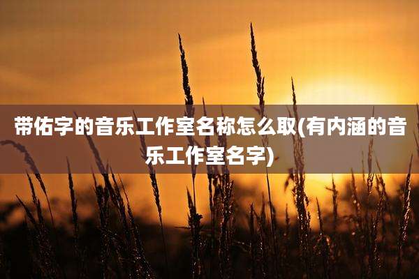 带佑字的音乐工作室名称怎么取(有内涵的音乐工作室名字)