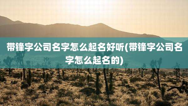 带锋字公司名字怎么起名好听(带锋字公司名字怎么起名的)