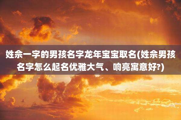 姓佘一字的男孩名字龙年宝宝取名(姓佘男孩名字怎么起名优雅大气、响亮寓意好?)