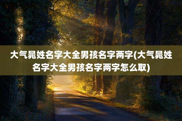 大气晁姓名字大全男孩名字两字(大气晁姓名字大全男孩名字两字怎么取)