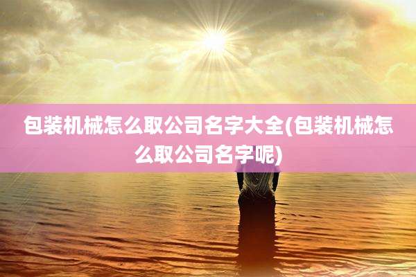包装机械怎么取公司名字大全(包装机械怎么取公司名字呢)