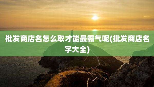 批发商店名怎么取才能最霸气呢(批发商店名字大全)