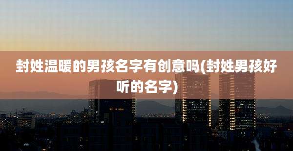 封姓温暖的男孩名字有创意吗(封姓男孩好听的名字)
