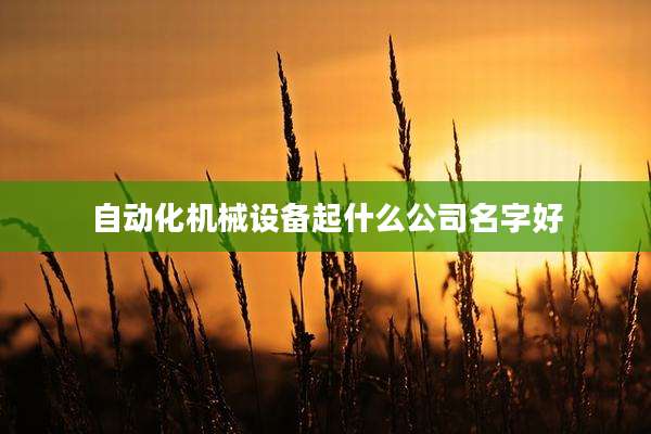 自动化机械设备起什么公司名字好