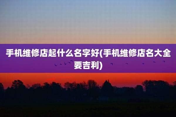 手机维修店起什么名字好(手机维修店名大全要吉利)