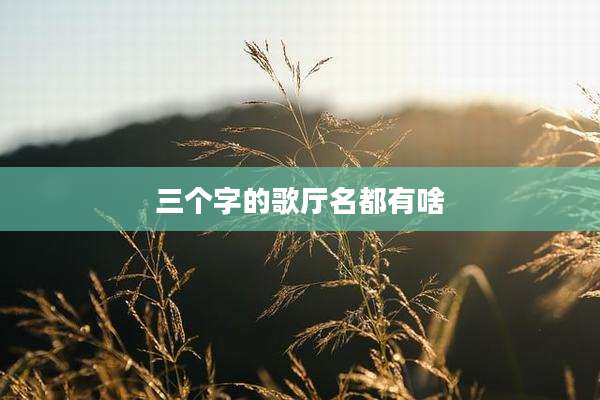 三个字的歌厅名都有啥