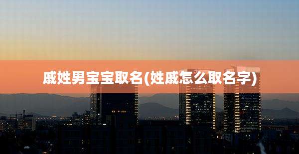 戚姓男宝宝取名(姓戚怎么取名字)