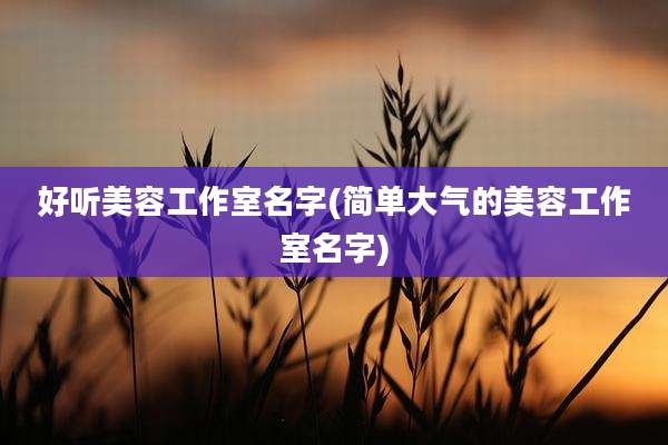 好听美容工作室名字(简单大气的美容工作室名字)