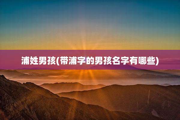 浦姓男孩(带浦字的男孩名字有哪些)