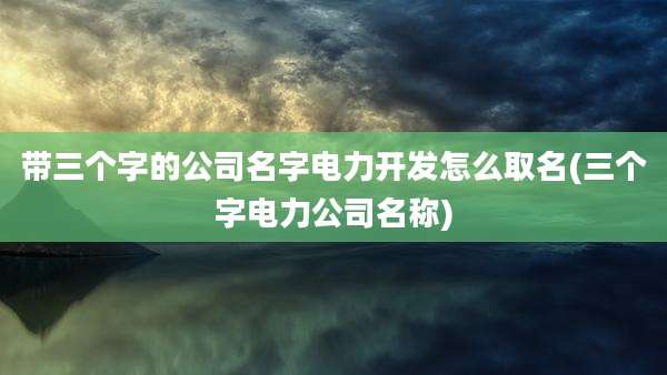 带三个字的公司名字电力开发怎么取名(三个字电力公司名称)