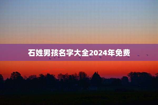 石姓男孩名字大全2024年免费