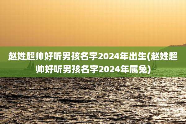赵姓超帅好听男孩名字2024年出生(赵姓超帅好听男孩名字2024年属兔)
