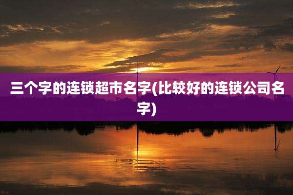 三个字的连锁超市名字(比较好的连锁公司名字)