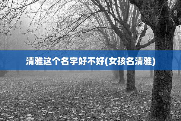 清雅这个名字好不好(女孩名清雅)