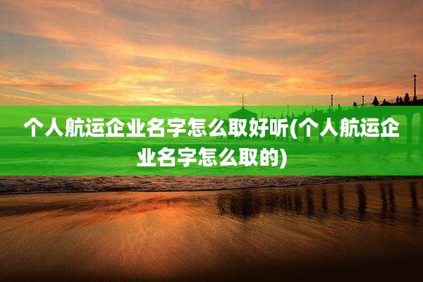 个人航运企业名字怎么取好听(个人航运企业名字怎么取的)