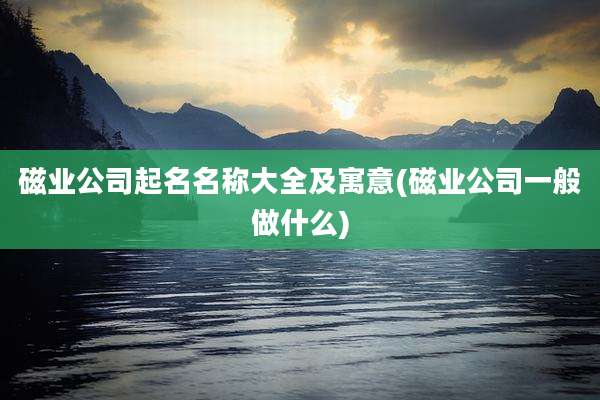 磁业公司起名名称大全及寓意(磁业公司一般做什么)