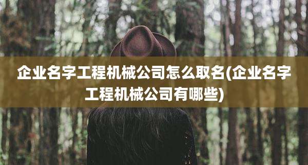 企业名字工程机械公司怎么取名(企业名字工程机械公司有哪些)